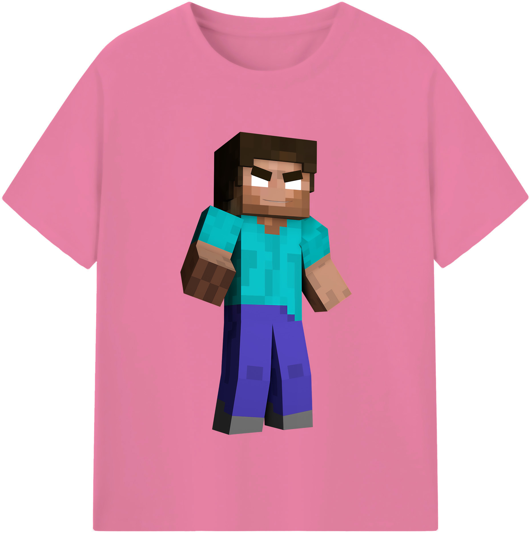 （画像用） マインクラフト ブロックの世界 Minecraft MC Block world 綿100％半袖Tシャツ（フロントプリント）